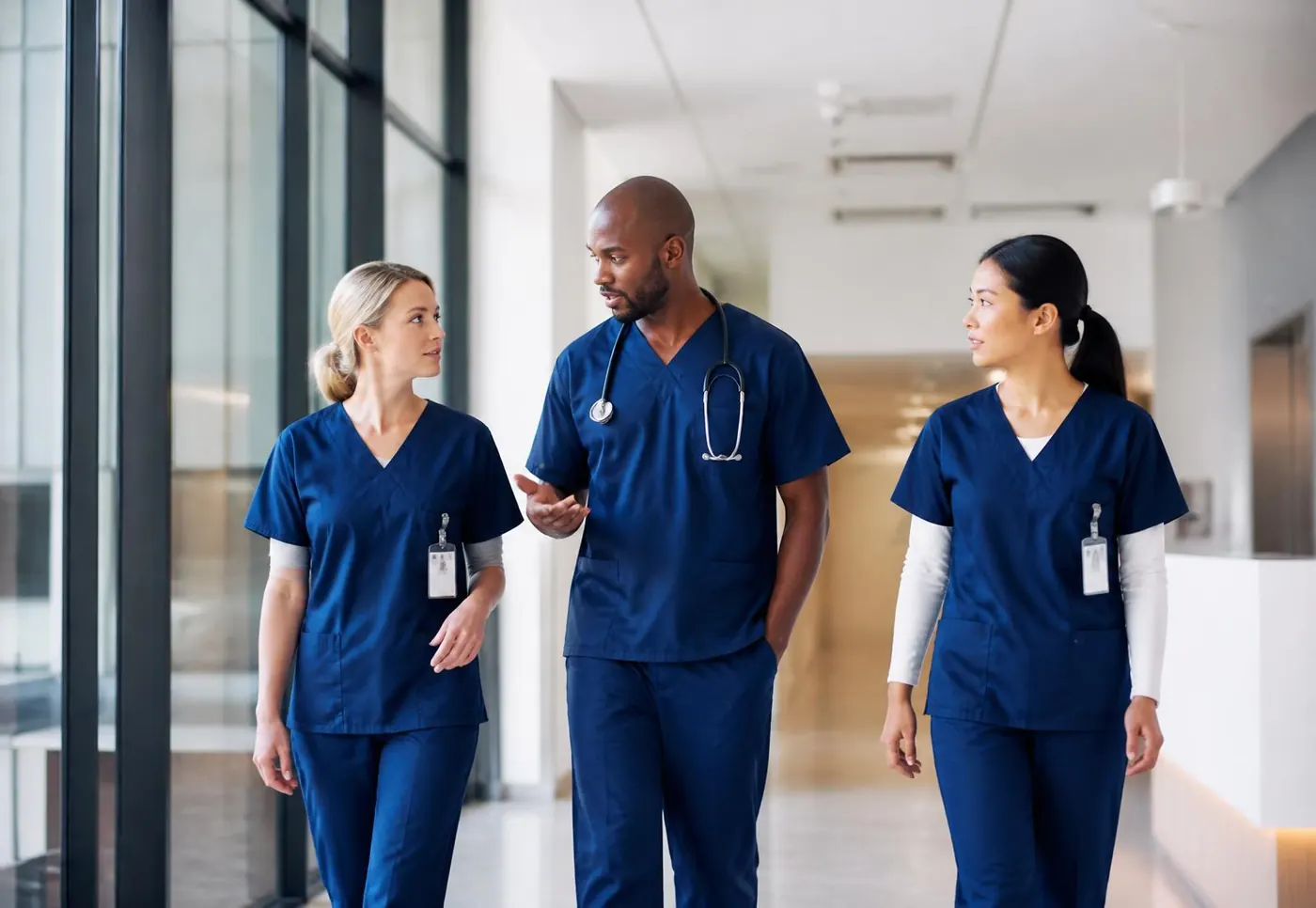 Healthcare professionals in a modern clinical environment